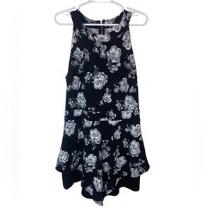 Bumble B. Made In USA Woman’s Black W/White Floral Asymmetrical Length Dress 3XL